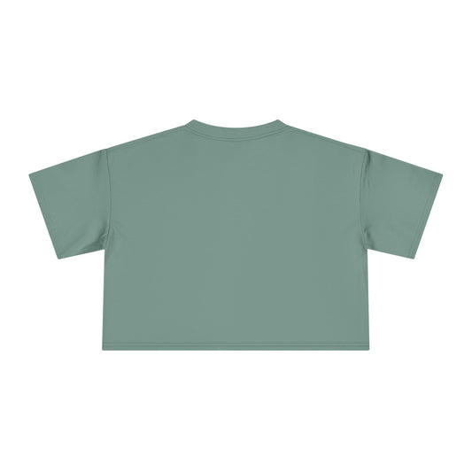 Floral Crop Tee - Elegant Rose Graphic Women's T-Shirt- unique sage colored